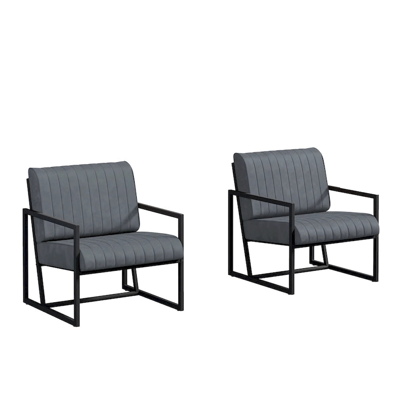 PU Leather Armchair with Thick Padded Backrest
