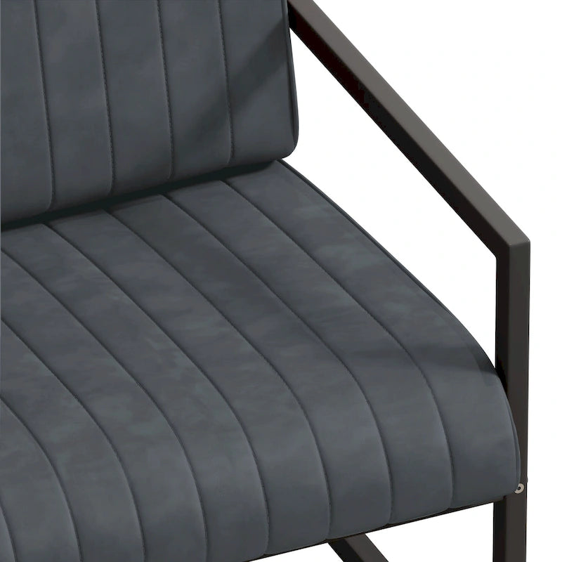 PU Leather Armchair with Thick Padded Backrest