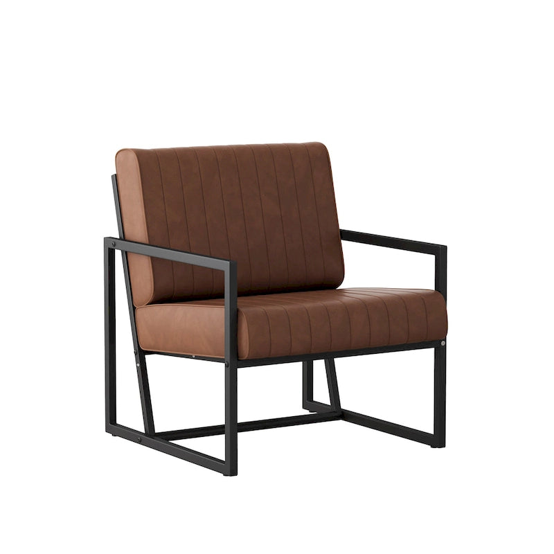 PU Leather Armchair with Thick Padded Backrest