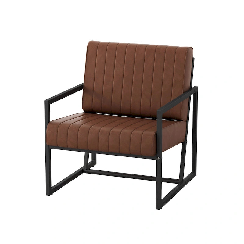 PU Leather Armchair with Thick Padded Backrest