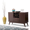 Solid Hardwood 54-Inch Wide Mid Century Modern Sideboard Buffet with Wine Rack