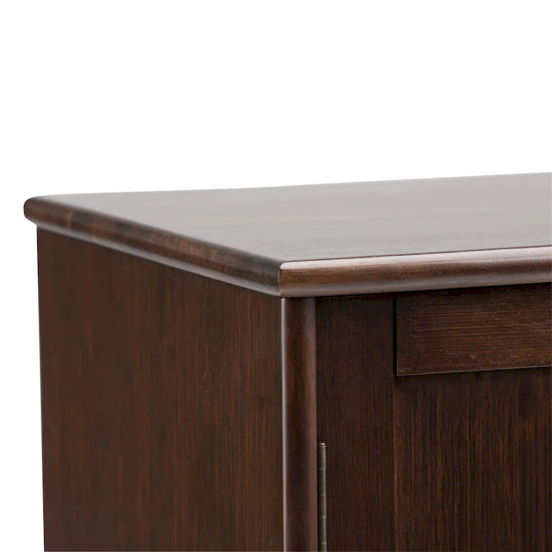Solid Hardwood 54-Inch Wide Mid Century Modern Sideboard Buffet with Wine Rack
