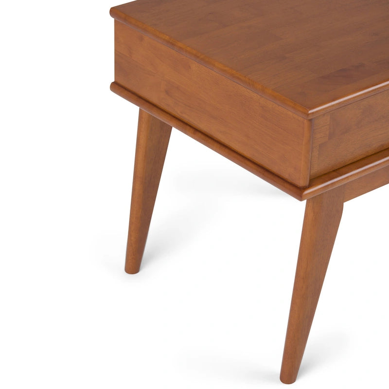Solid Hardwood 54-Inch Wide Mid Century Modern Sideboard Buffet with Wine Rack