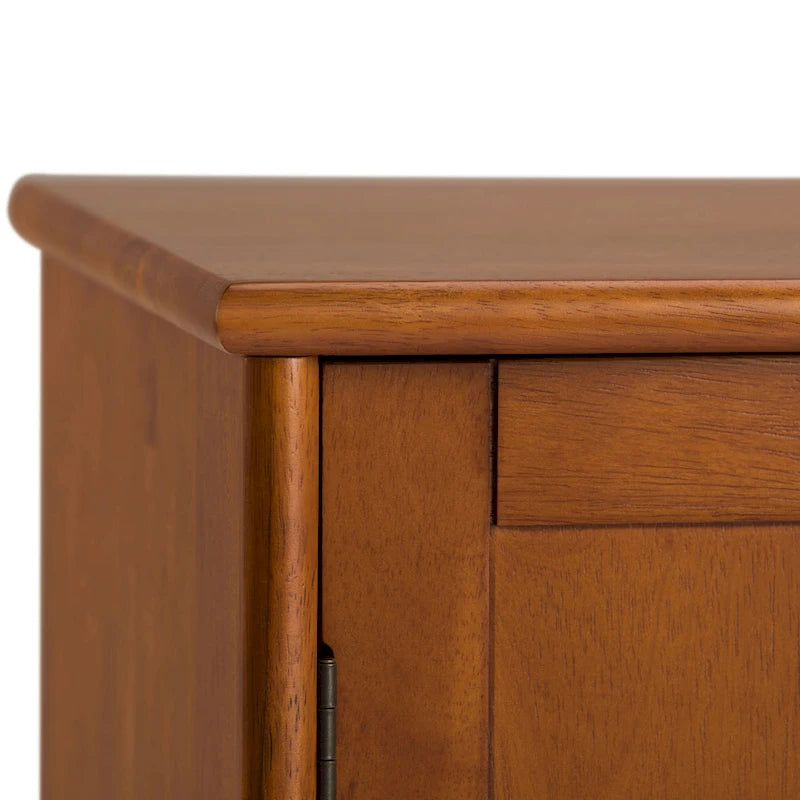 Solid Hardwood 54-Inch Wide Mid Century Modern Sideboard Buffet with Wine Rack