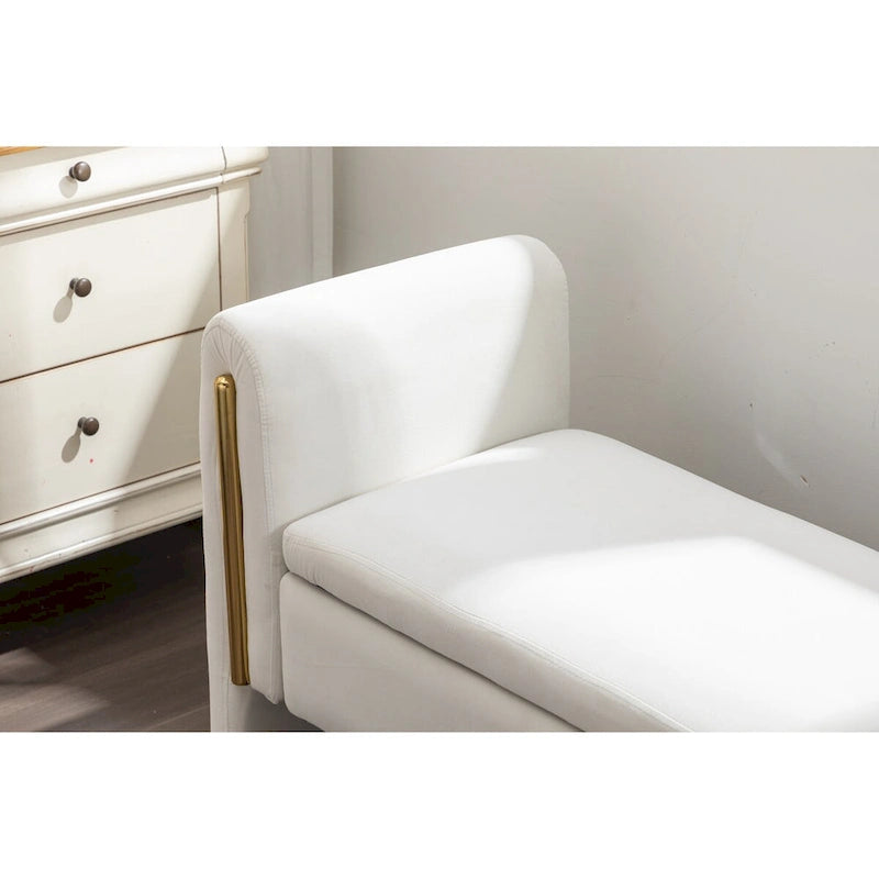Velvet Storage Bench with Gold Metal Trim – Bedroom & Living Room