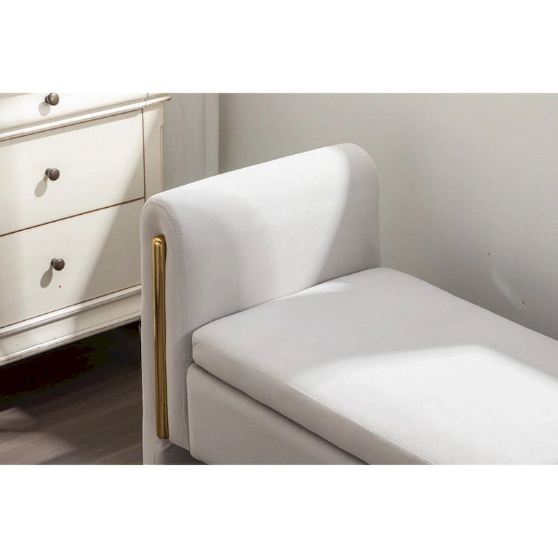 Velvet Storage Bench with Gold Metal Trim – Bedroom & Living Room