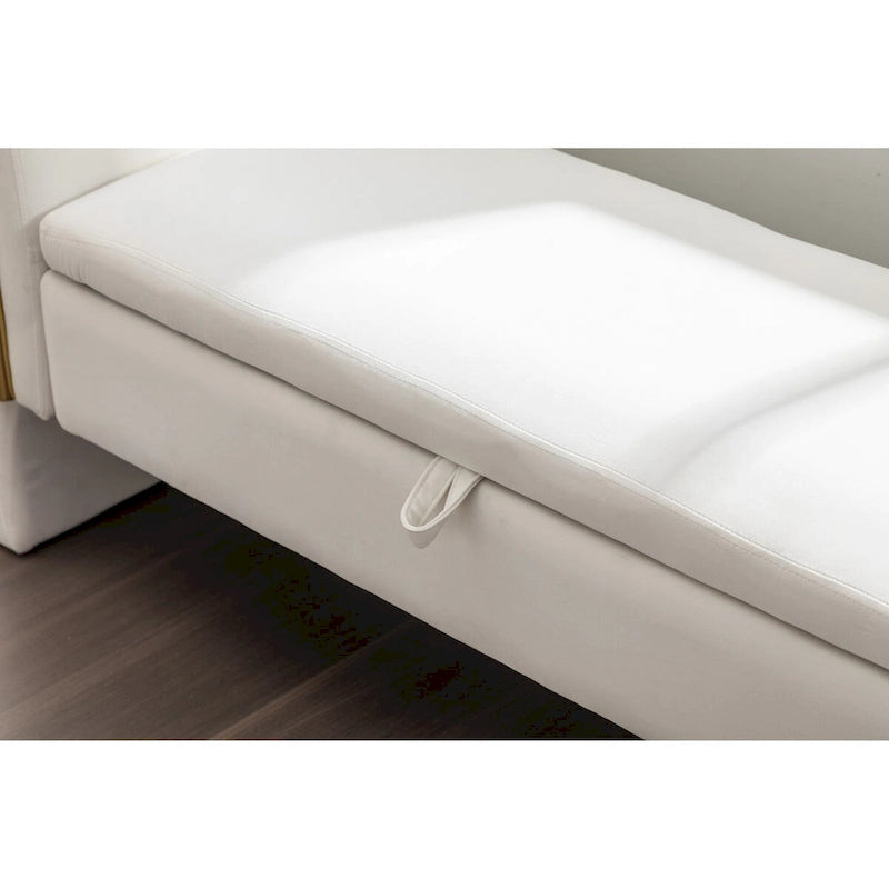 Velvet Storage Bench with Gold Metal Trim – Bedroom & Living Room