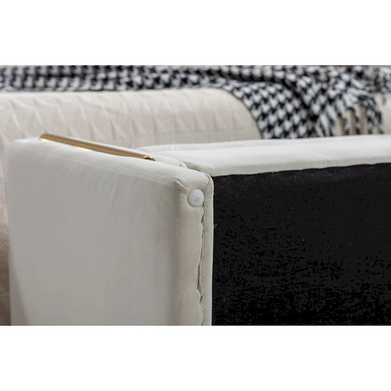 Velvet Storage Bench with Gold Metal Trim – Bedroom & Living Room