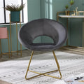 Velvet Upholstered Accent Chair with Gold-Tone Sled Base