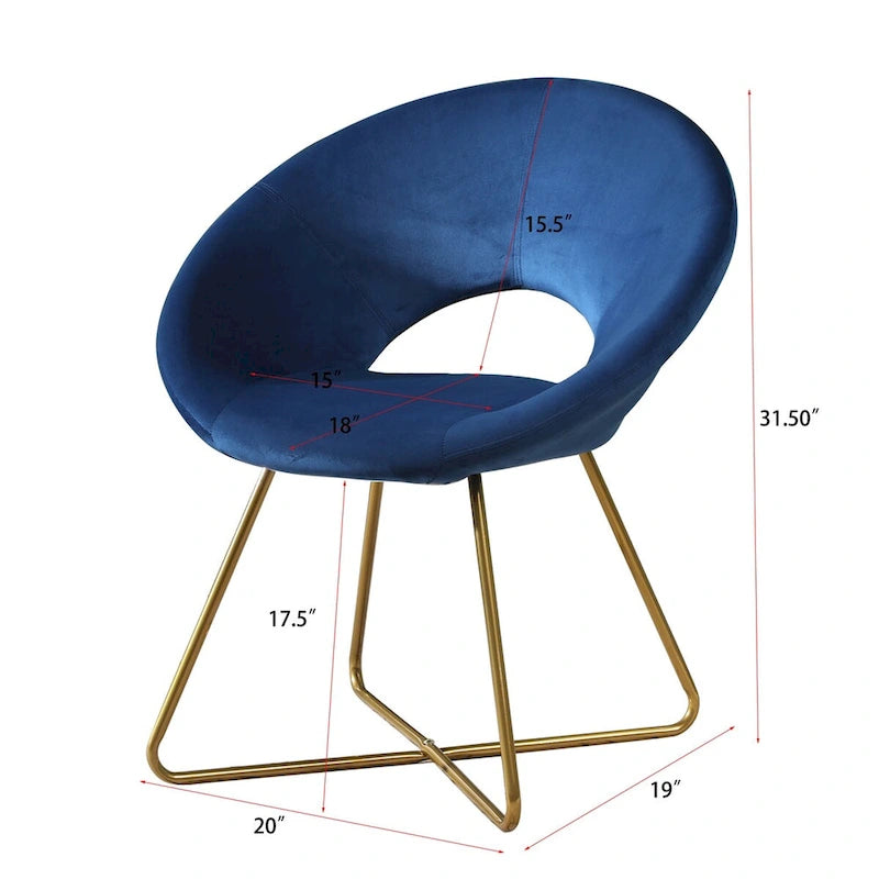 Velvet Upholstered Accent Chair with Gold-Tone Sled Base