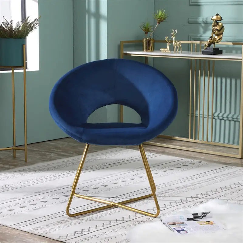 Velvet Upholstered Accent Chair with Gold-Tone Sled Base