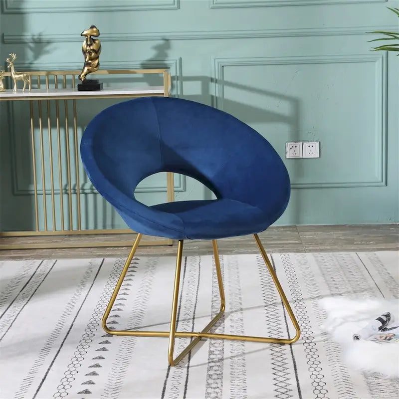 Velvet Upholstered Accent Chair with Gold-Tone Sled Base