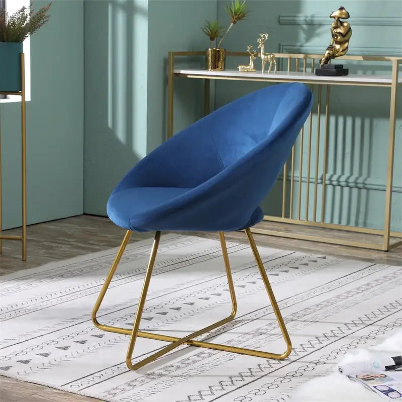 Velvet Upholstered Accent Chair with Gold-Tone Sled Base