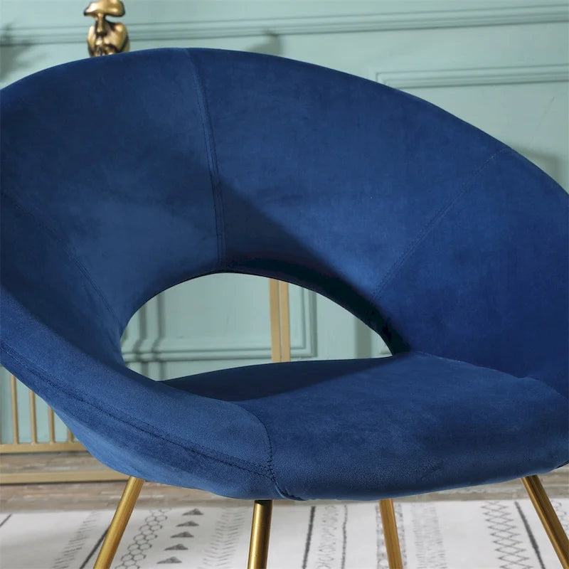 Velvet Upholstered Accent Chair with Gold-Tone Sled Base