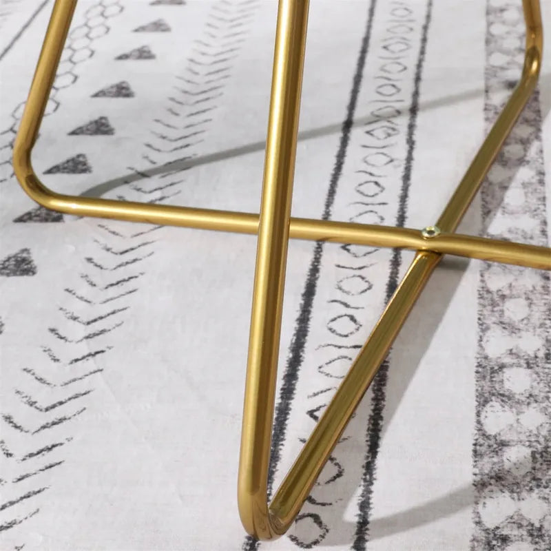 Velvet Upholstered Accent Chair with Gold-Tone Sled Base