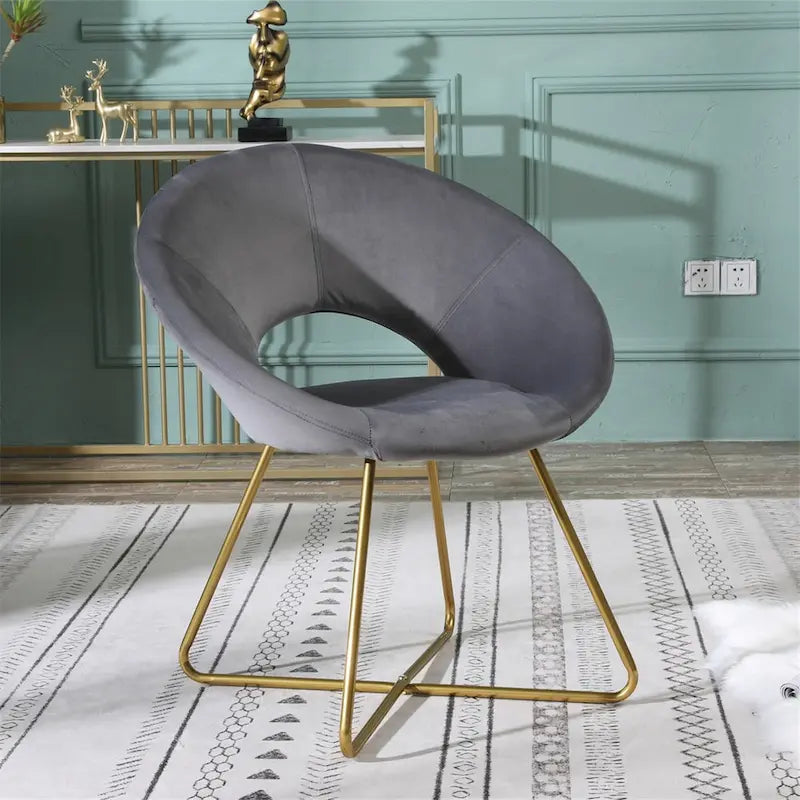 Velvet Upholstered Accent Chair with Gold-Tone Sled Base