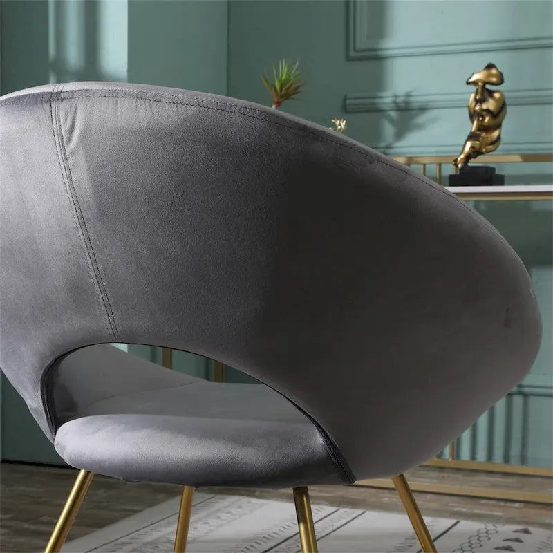Velvet Upholstered Accent Chair with Gold-Tone Sled Base