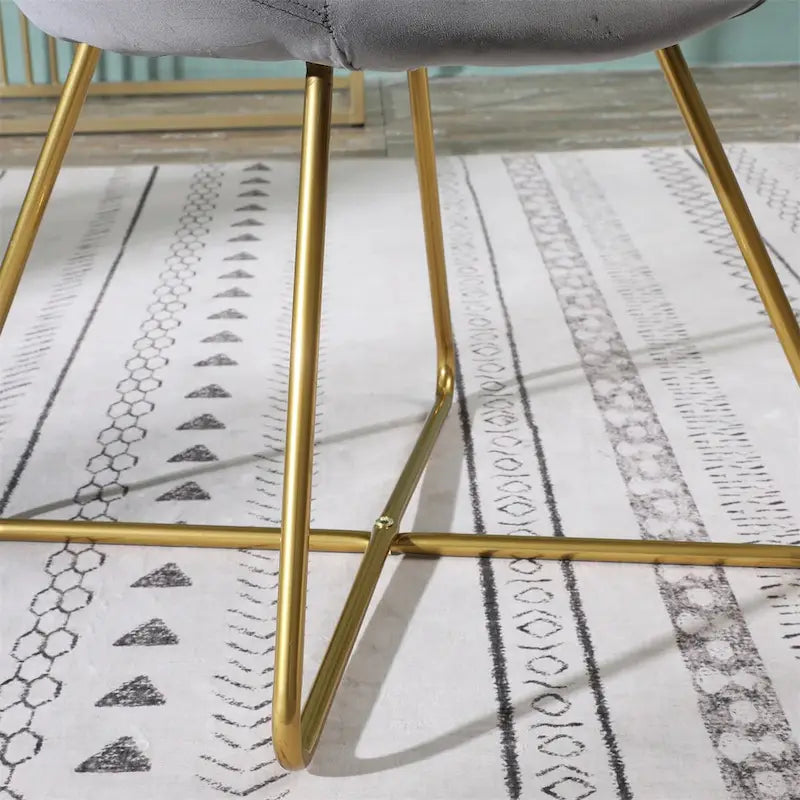 Velvet Upholstered Accent Chair with Gold-Tone Sled Base