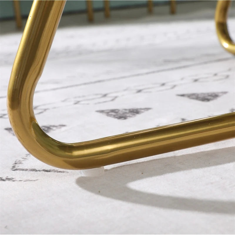 Velvet Upholstered Accent Chair with Gold-Tone Sled Base