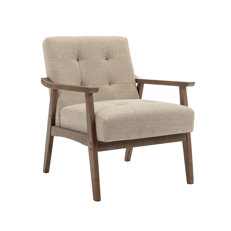 Fabric Accent Chair with Rubberwood Legs