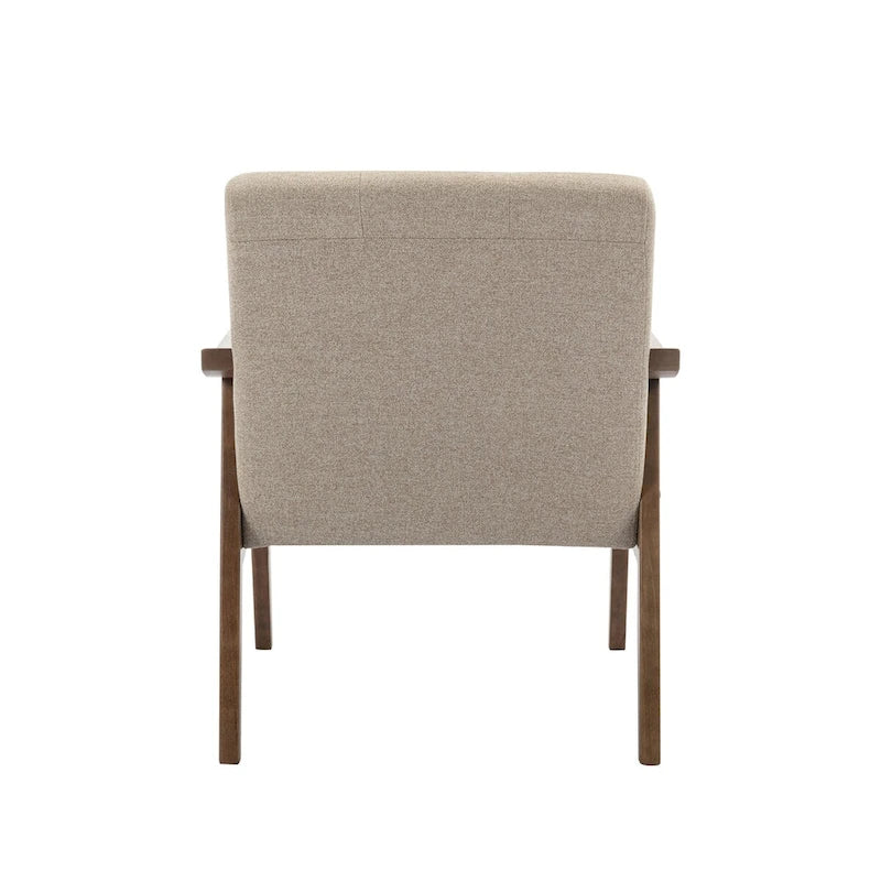 Fabric Accent Chair with Rubberwood Legs