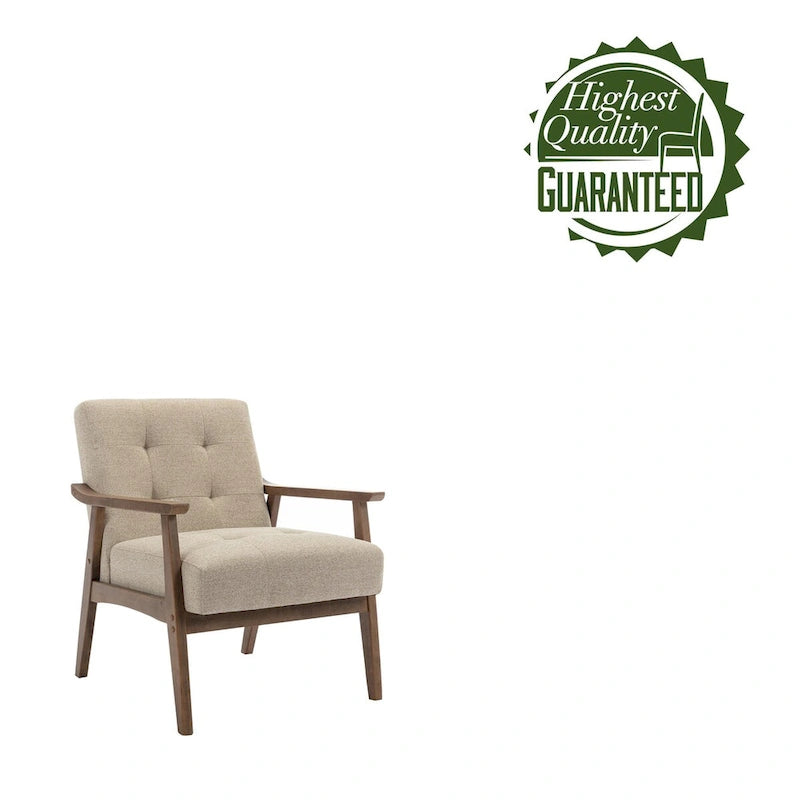 Fabric Accent Chair with Rubberwood Legs