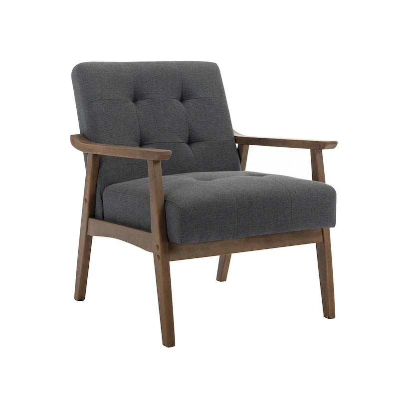 Fabric Accent Chair with Rubberwood Legs