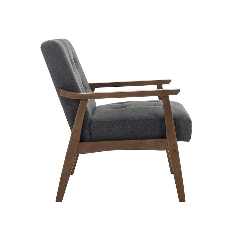 Fabric Accent Chair with Rubberwood Legs