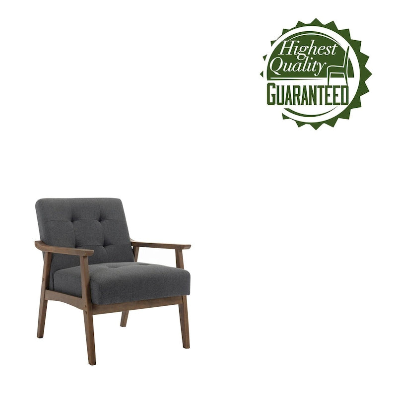 Fabric Accent Chair with Rubberwood Legs