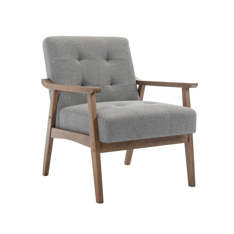 Fabric Accent Chair with Rubberwood Legs