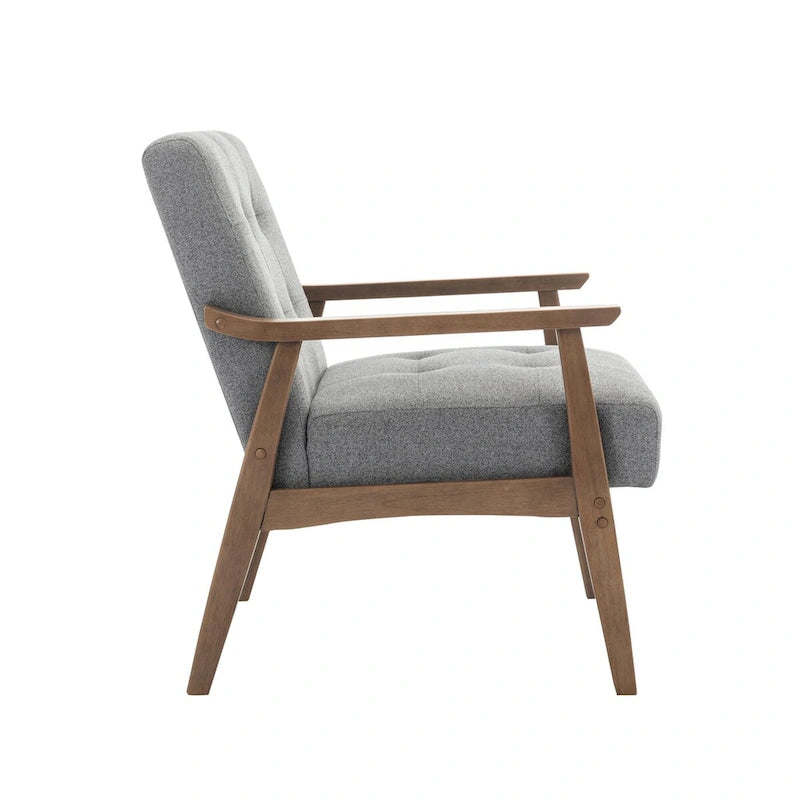 Fabric Accent Chair with Rubberwood Legs