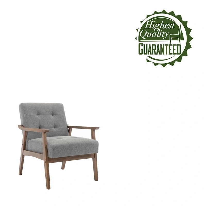 Fabric Accent Chair with Rubberwood Legs