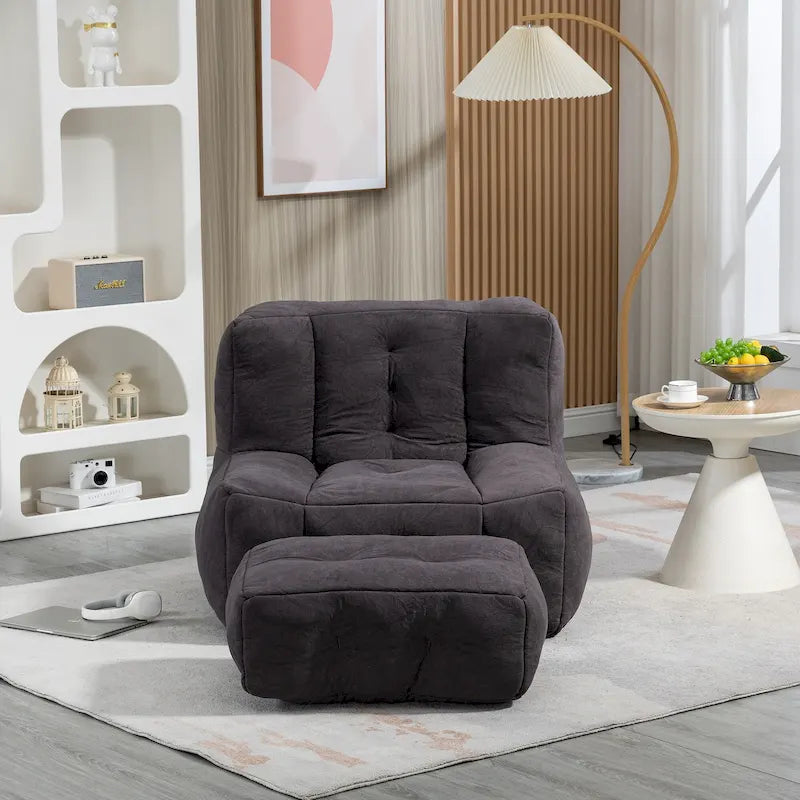 Pouf poire en mousse à mémoire de forme avec repose-pieds