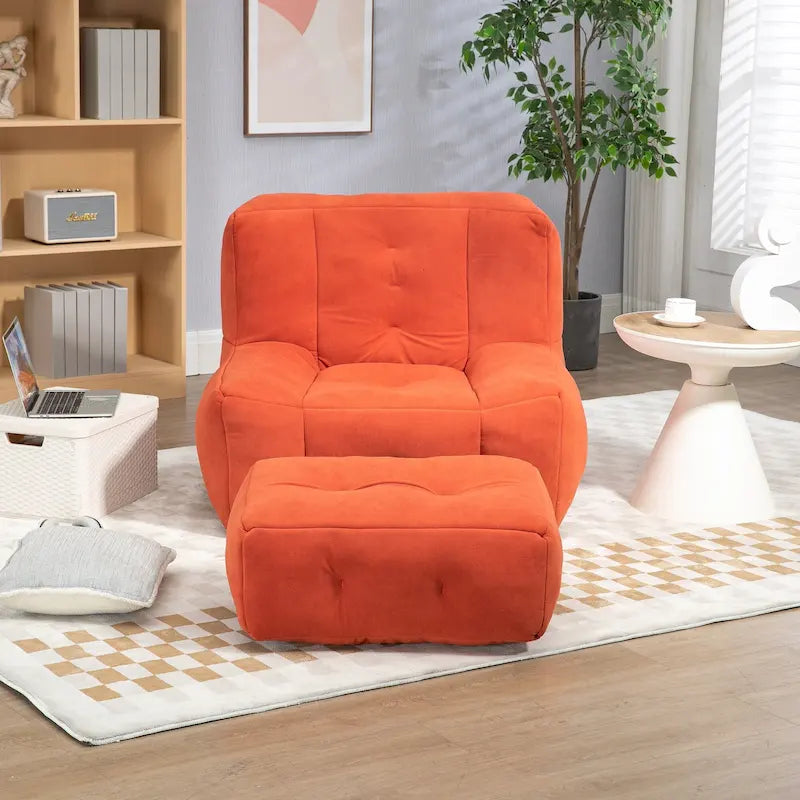 Pouf poire en mousse à mémoire de forme avec repose-pieds