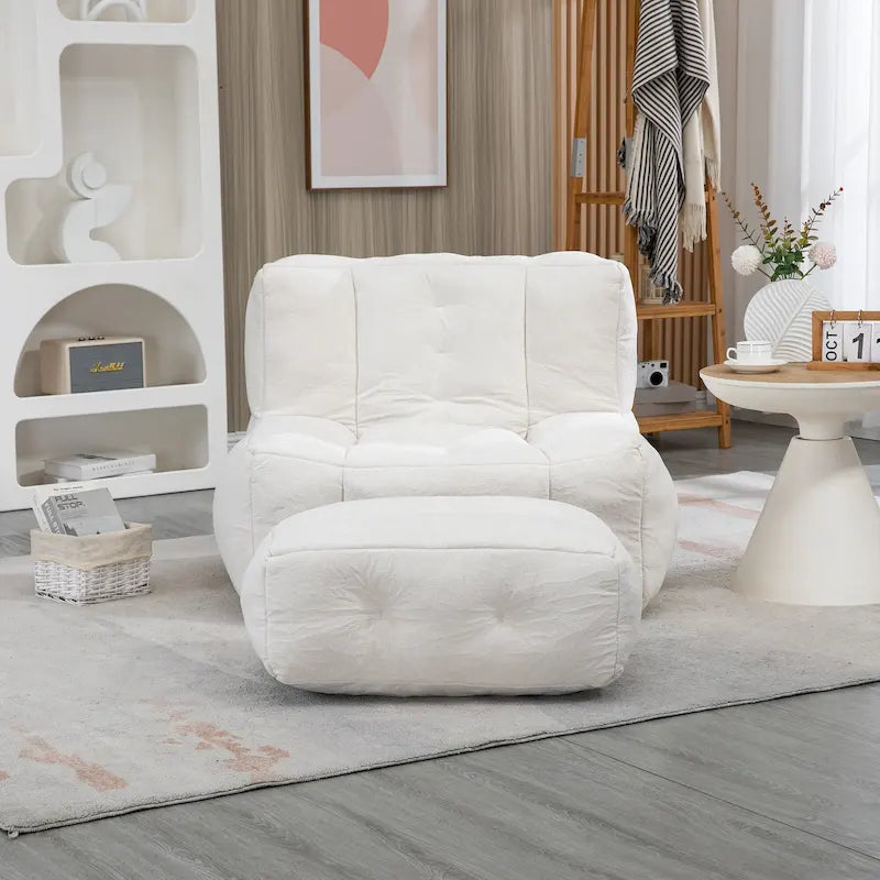 Pouf poire en mousse à mémoire de forme avec repose-pieds