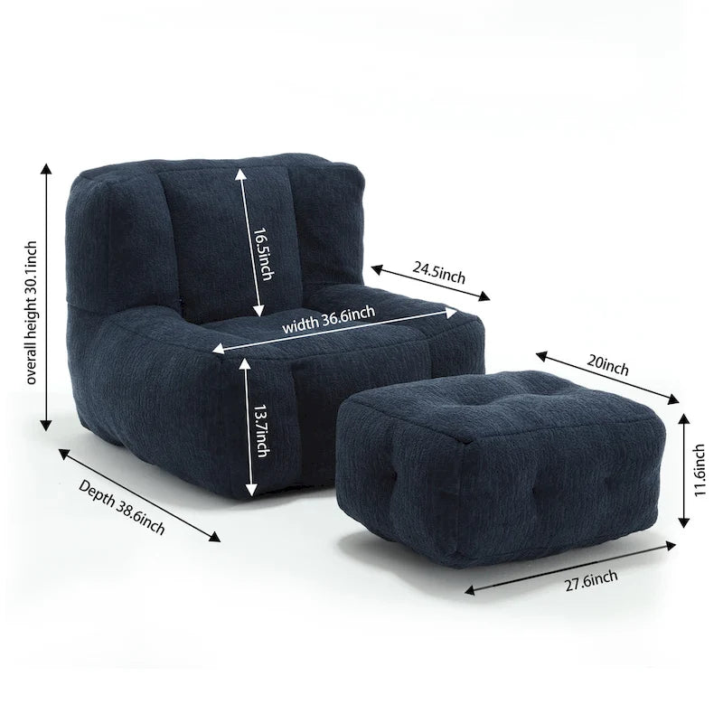 Bean Bag Chair with Memory Foam and Ottoman