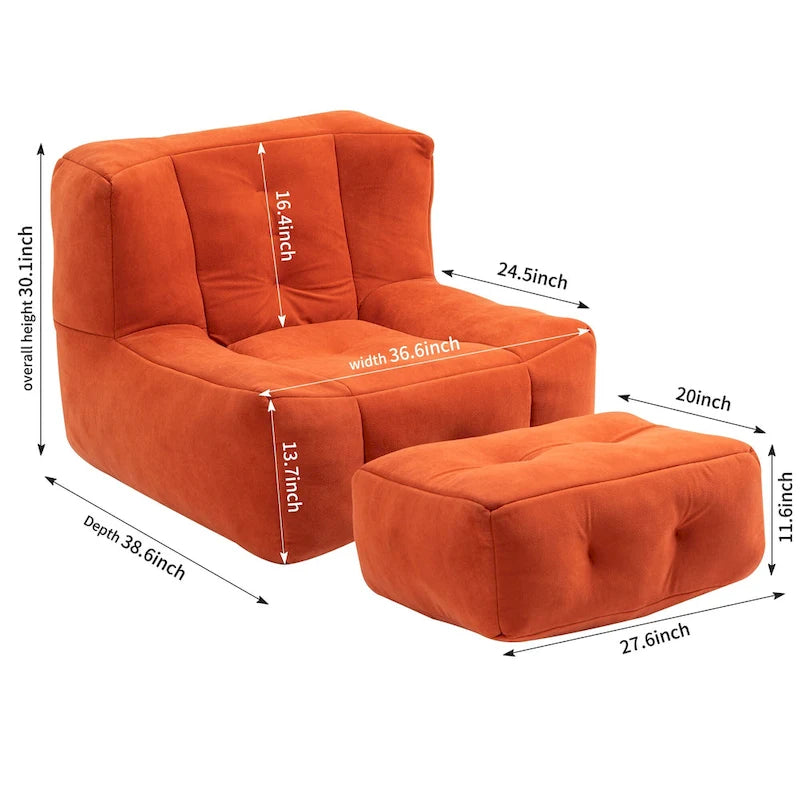 Bean Bag Chair with Memory Foam and Ottoman