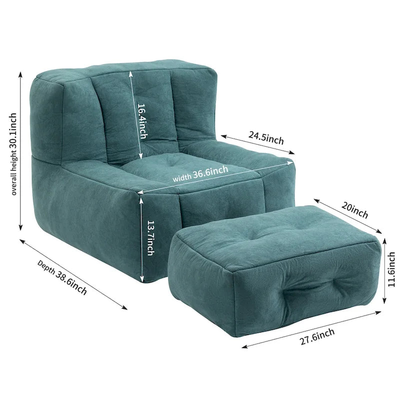 Bean Bag Chair with Memory Foam and Ottoman
