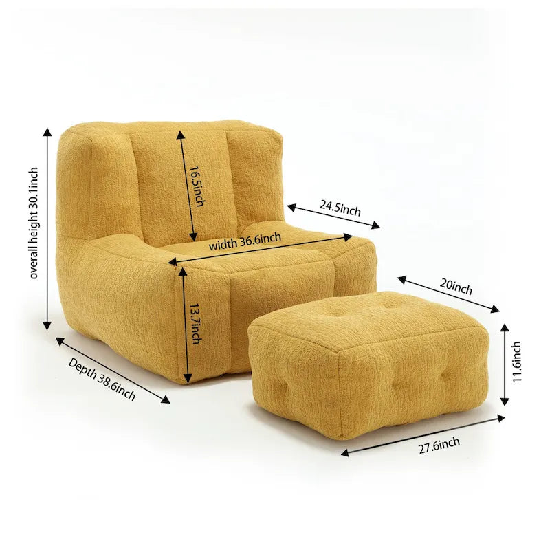 Bean Bag Chair with Memory Foam and Ottoman