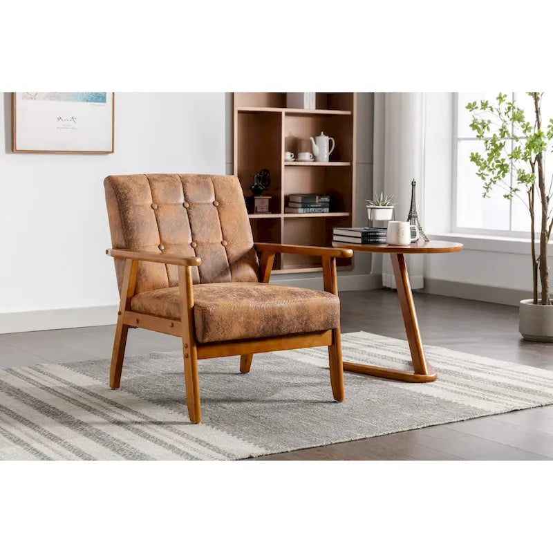 Fauteuil d'appoint rembourré en bois avec accoudoirs