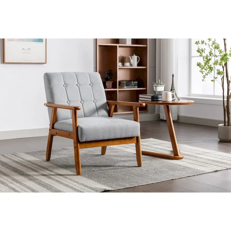 Fauteuil d'appoint rembourré en bois avec accoudoirs