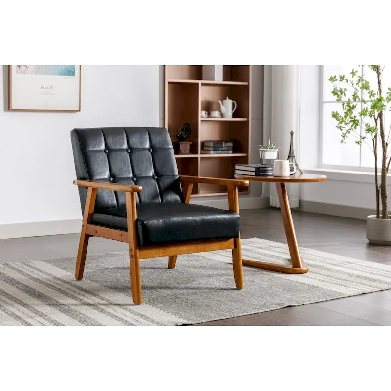 Fauteuil d'appoint rembourré en bois avec accoudoirs