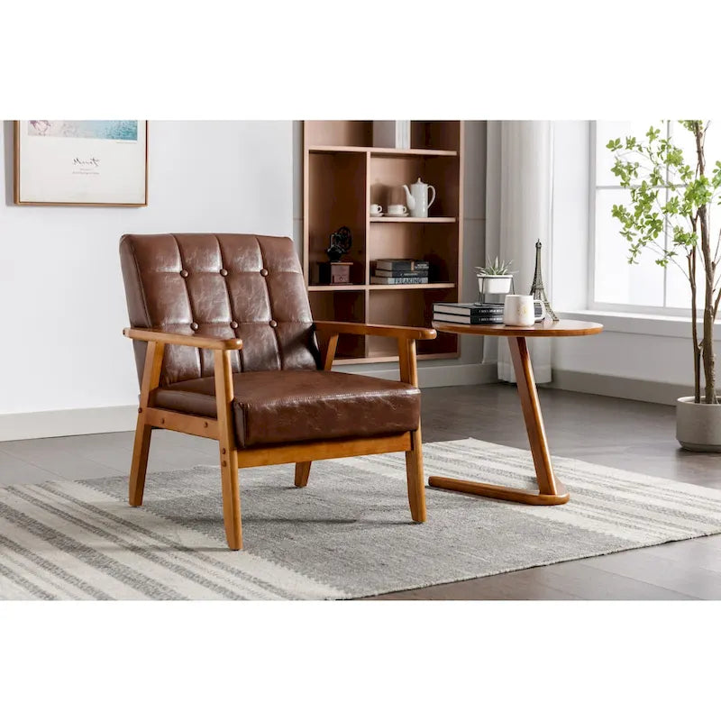 Wooden Upholstered Accent Arm Chair