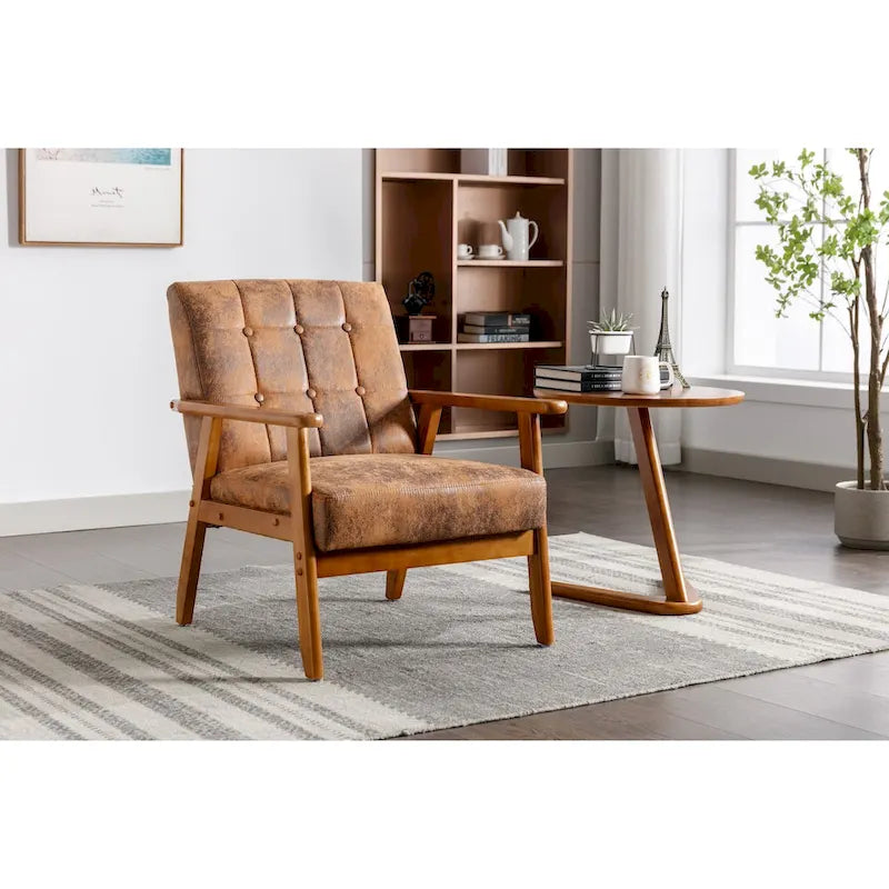 Wooden Upholstered Accent Arm Chair