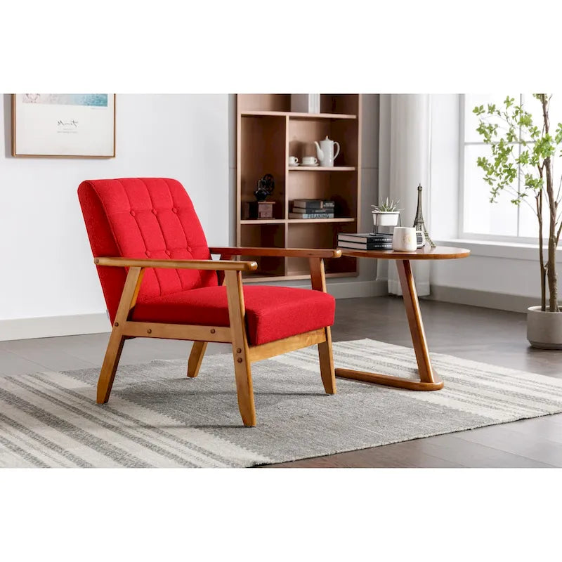 Wooden Upholstered Accent Arm Chair