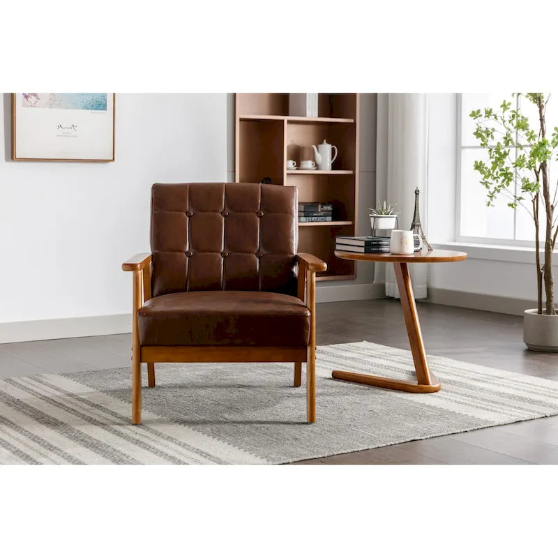 Wooden Upholstered Accent Arm Chair