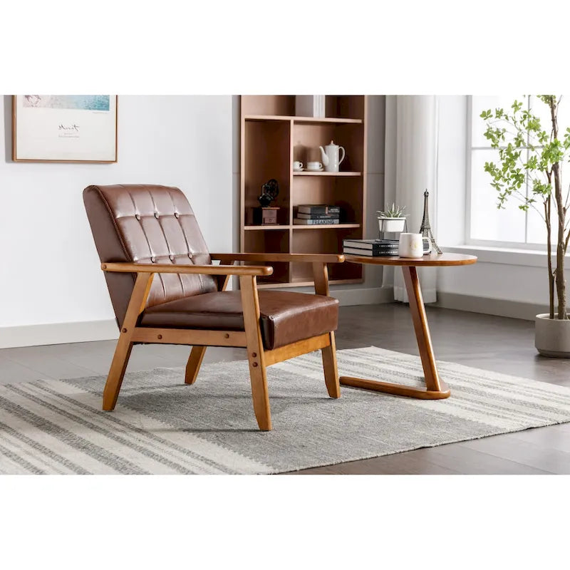 Wooden Upholstered Accent Arm Chair
