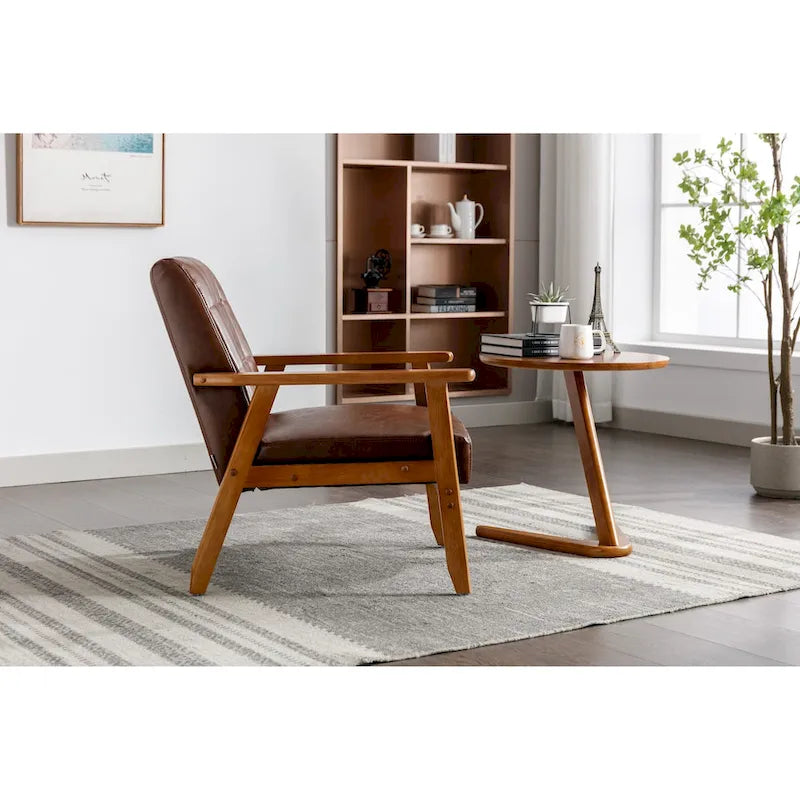 Wooden Upholstered Accent Arm Chair