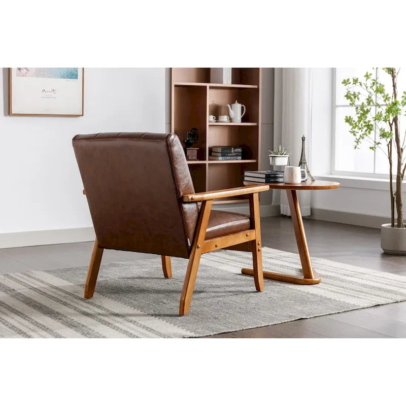 Wooden Upholstered Accent Arm Chair