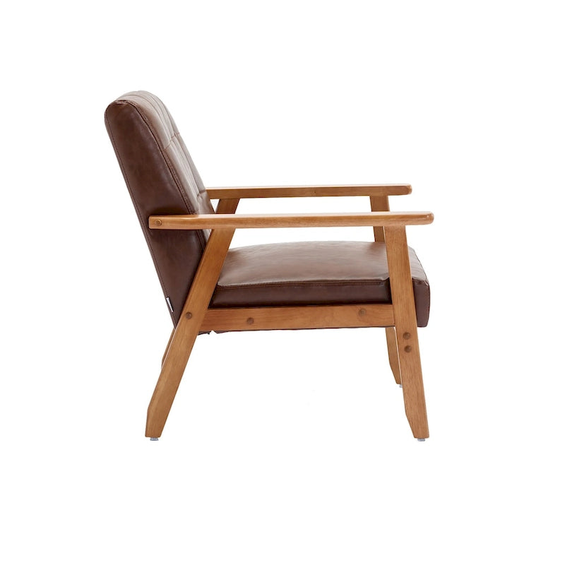 Wooden Upholstered Accent Arm Chair